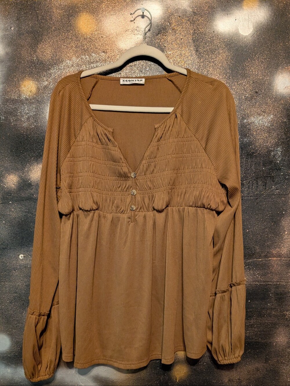 Wish Ribbed Knit Top in Tan